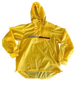 Vtg Tommy Jeans Yellow Pullover Anorak Windbreaker Jacket Hooded Large